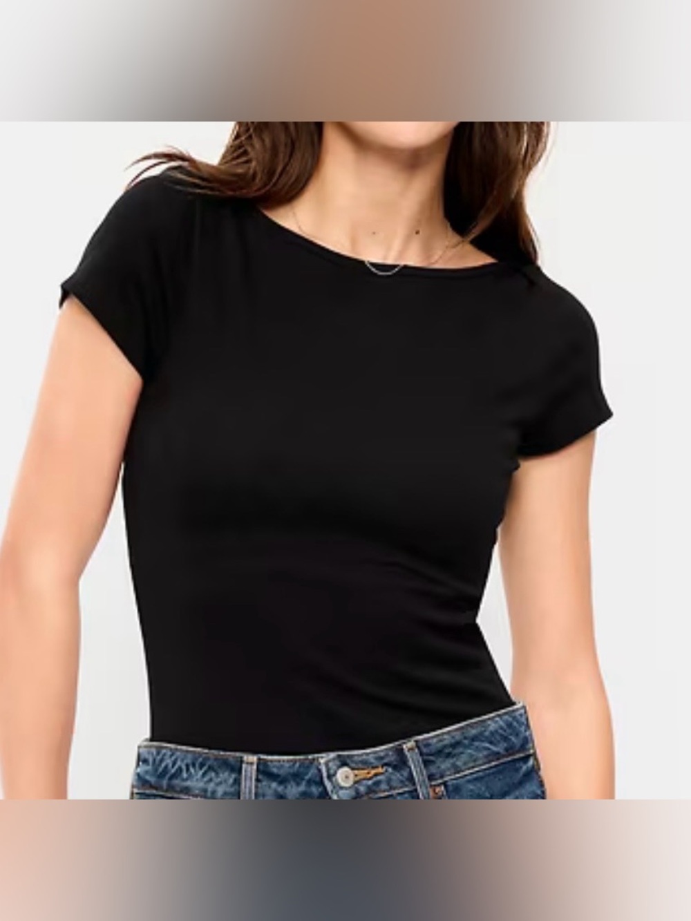 M Tall OLD NAVY Snug Boatneck T-Shirt black jack NEW  short sleeve classic top